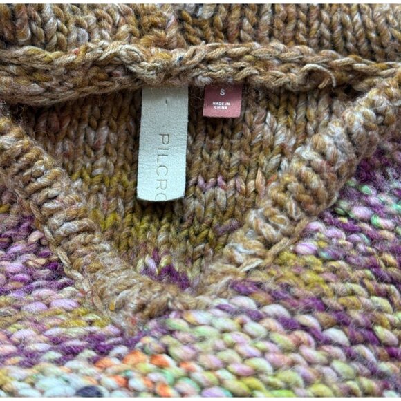 Anthropologie Pilcro Wool Blend Hoodie Sweater Pullover V-Neck Drawstring Size S - Picture 8 of 11